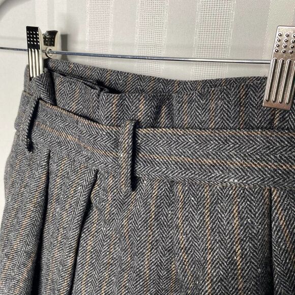 Ulla Johnson Leo Wool Blend Herringbone Belted Paperbag Waist Mini Skirt Size 0 - Picture 3 of 8